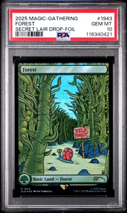 PSA 10 MTG SpongeBob X Secret Lair Forest Rainbow Foil #1943 2025 - Image 1