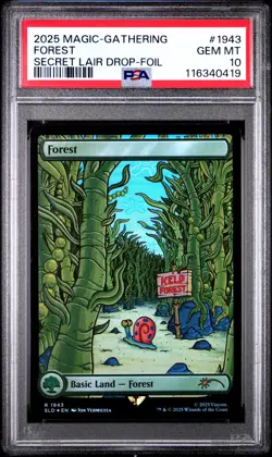 PSA 10 MTG SpongeBob X Secret Lair Forest Rainbow Foil #1943 2025 - Image 1