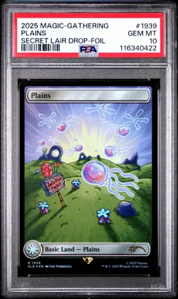 PSA 10 MTG SpongeBob X Secret Lair Plains Rainbow Foil #1939 2025 - Image 1