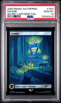PSA 10 MTG SpongeBob X Secret Lair Swamp Rainbow Foil #1941 2025 - Image 1