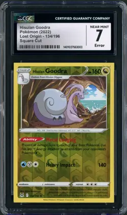 2022 Pokemon Lost Origin Hisuian Goodra Reverse Holo Square Cut Error #134 CGC 7 - Image 1