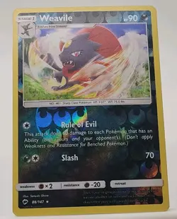 Weavile SM Burning Shadows Pokemon NM 86/147 Sun & Moon - Image 1
