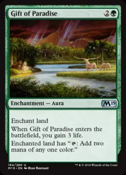 Gift of Paradise -Foil Medium Play MTG Magic 2019 Core Set - Image 1