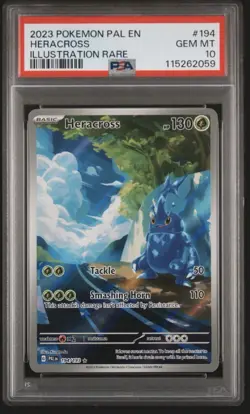 2023 Pokemon Paldea Evolved Heracross 194/193 Illustration Rare PSA 10 - Image 1