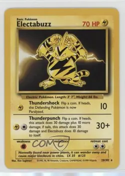 Electabuzz Pokemon Base Set #20 1999 12g7 - Image 1