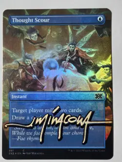 Foil Borderless THOUGHT SCOUR Jeff Miracola ARTIST SHADOW SIGNED Auto 2X2 MTG NM - Image 1