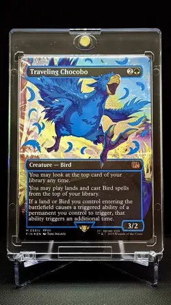 MTG Traveling Chocobo (Borderless) (Neon Ink Blue) Final Fantasy Foil - Image 1