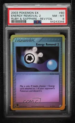 Energy Removal 2 Reverse Foil Pokemon EX Ruby & Sapphire PSA 8 2003 2f4 - Image 1