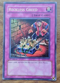 YUGIOH RECKLESS GREED SD2-EN027 1st EDITION COMMON CARD.Free Postage - Image 1
