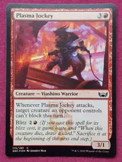 Magic The Gathering STREETS OF NEW CAPENNA FOIL PLASMA JOCKEY red card MTG - Image 1