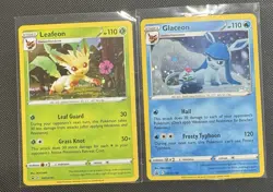 Pokemon TCG Promo SWSH191 SWSH192 Holographic Leafeon + Glaceon Near Mint - Image 1
