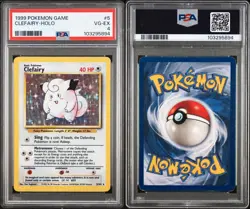 1999 POKEMON BASE SET UNLIMITED #5 CLEFAIRY-HOLO PSA 4 - Image 3