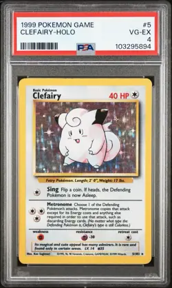 1999 POKEMON BASE SET UNLIMITED #5 CLEFAIRY-HOLO PSA 4 - Image 1