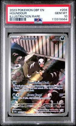 2023 POKEMON OBF EN-OBSIDIAN FLAMES ILLUSTRATION RARE #204 HOUNDOUR PSA 10 - Image 1