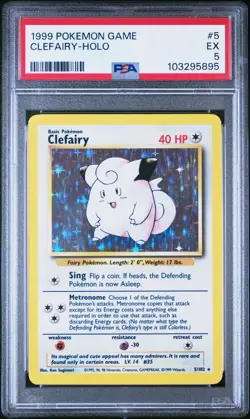 1999 POKEMON BASE SET UNLIMITED #5 CLEFAIRY-HOLO PSA 5 - Image 1