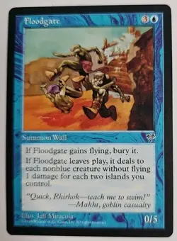 MTG Magic The Gathering Card Floodgate Summon Wall Blue Mirage 1996 - Image 1