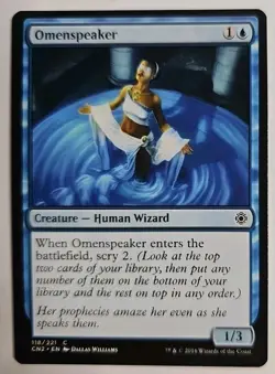 MTG Magic The Gathering Card Omenspeaker Creature Human Wizard Blue Conspiracy - Image 1
