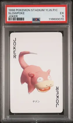 1998 POKEMON STADIUM YELLOW VERSION POKER PLAYING CARD SLOWPOKE JOKER PSA 5 - Image 1