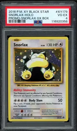2016 PSA 4 Pokemon Snorlax Holo HD Galaxy Swirl XY179 Black Star Promo Card - Image 1
