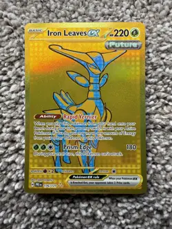 Iron Leaves EX 176/131 - S&V Prismatic Evolutions Hyper Rare Gold Pokemon Card - Image 1