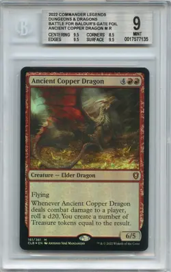MINT BGS 9+ (9.5, 8.5, 9.5, 9.5) FOIL Ancient Copper Dragon #161 CLB MTG - Image 1