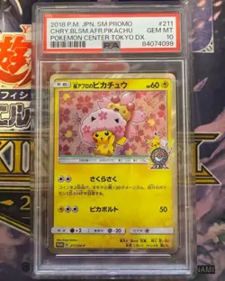 PSA10 Cherry Blossom Afro Pikachu 211/SM-P Promo Pokemon Card Japanese 2018 GM - Image 1