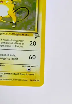 Pokemon TCG Base Set 2 Raichu Holo Unlimited Rare Card 16/130 - 2000 - Image 5
