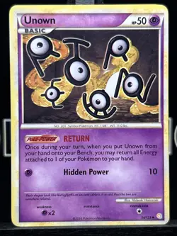 Unown 54/123 HeartGold SoulSilver Pokemon Card Uncommon 2010 Regular LP - Image 3