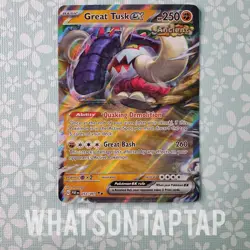 Pokemon Card Great Tusk Ex 053/091 Ultra Rare Scarlet Violet Paldean Fates LP - Image 1