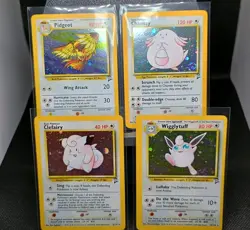 Four Card "Base 2 Set" Holo Swirl Pokemon Card Lot - SEE PICTURES & READ - Image 1