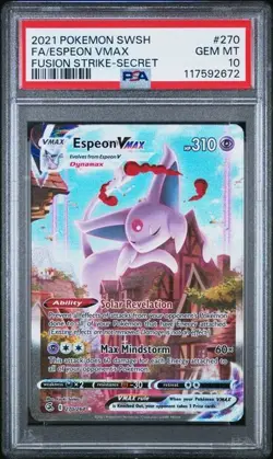 Espeon Vmax PSA 10 Fusion Strike Alt Art Pokemon Card 270/264 Full Art 2021 FA - Image 1