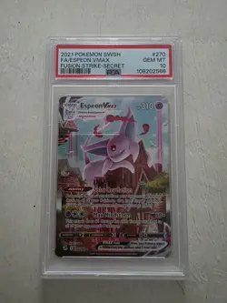 Espeon Vmax PSA 10 Fusion Strike Alt Art Pokemon Card 270/264 Full Art 2021 FA - Image 1
