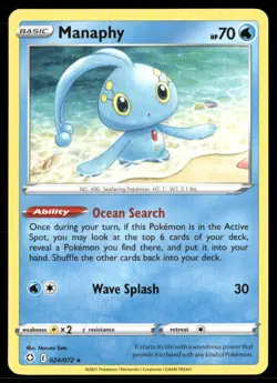 2021 Shining Fates Set Pokemon Card 024 Manaphy NM - Image 1
