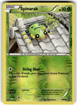 Spinarak 5/98 Reverse Holo Pokemon Card - XY Ancient Origins Set 2015 - Image 1