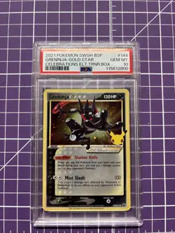 2021 Pokemon Greninja Gold Star PSA 10 Card Celebrations ETB - Image 1