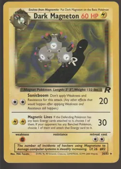 Dark Magneton 28/82 Non Holo Team Rocket Set Rare Pokemon Card Vintage WOTC - Image 1