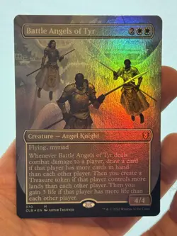 1X FOIL Battle Angels of Tyr BORDERLESS NM MTG Magic CLB Baldur's Gate D&D EDH - Image 1
