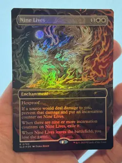 1X FOIL Nine Lives BORDERLESS MINT MTG Magic Secret Lair Cats Dogs Commander EDH - Image 1