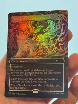 1X FOIL Nine Lives BORDERLESS MINT MTG Magic Secret Lair Cats Dogs Commander EDH - Image 2