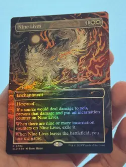 1X FOIL Nine Lives BORDERLESS MINT MTG Magic Secret Lair Cats Dogs Commander EDH - Image 3