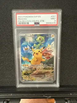 2023 Pokemon 027 Pikachu Paldea Evolved ETB MISLABELED ERROR SLAB PSA 9 NOT P.C. - Image 1