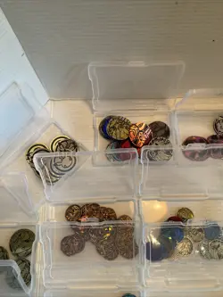 HUGE POKEMON COIN TOKEN DICE STICKER BOOKLET LOT IN CASE CHARIZARD EEVEE & OTHER - Image 2
