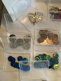 HUGE POKEMON COIN TOKEN DICE STICKER BOOKLET LOT IN CASE CHARIZARD EEVEE & OTHER - Image 4