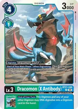 1x BT21-046 Dracomon (X Antibody) World Convergence Digimon Card Game x1 - Image 1