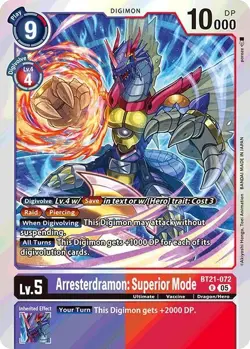 1x BT21-072 Arresterdramon: Superior Mode World Convergence Digimon Card Game x1 - Image 1