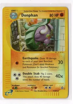 Donphan 7/147 Aquapolis E Reader Pokemon Card Rare Reverse Holo Lightly Played - Image 1
