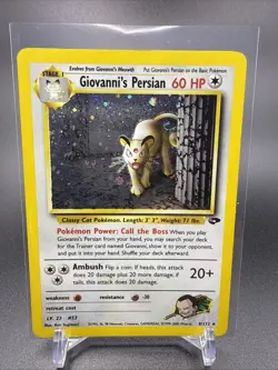 Giovanni’s Persian 8/132 Holo Rare Pokemon Card Gym Challenge Vintage LP SWIRL🔥 - Image 1