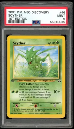 2001 Pokemon Neo Discovery 1st Edition #46 Scyther PSA 9 Mint - Image 1