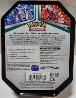 Pokemon Paldea Legends Tin x4 Booster Packs + Miraidon EX Promo FACTORY SEALED - Image 2