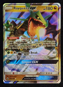2018 Pokemon Celestial Storm Rayquaza GX Holo Ultra Rare Card 109/168 NM-MT - Image 1